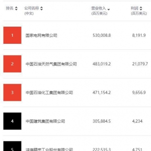 2023財(cái)富中國(guó)500強(qiáng)排行榜發(fā)布 國(guó)家電網(wǎng)、中石油、中石化位列前三